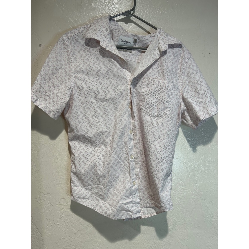 Goodfellow & Co Mens Medium Short Sleeve Button Down Shirt‎ White Red Blue
